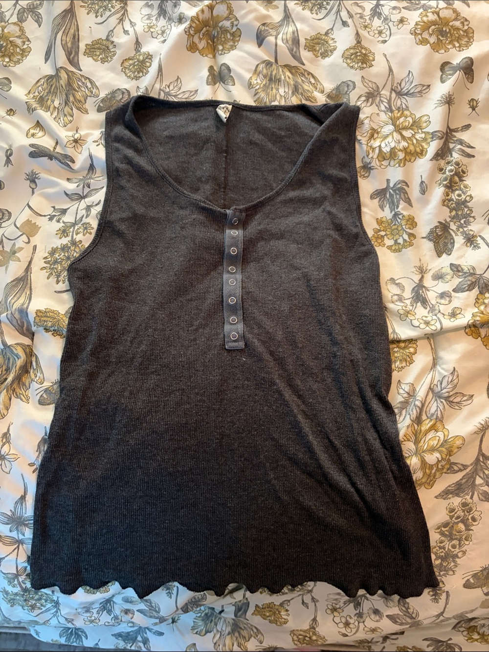 Free people Sleeveless Henley Tank Top - Black
